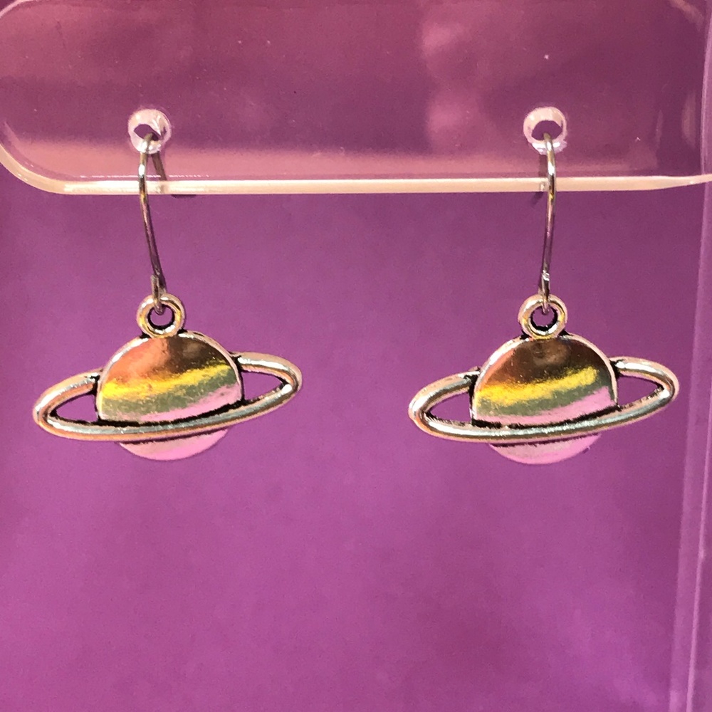 Saturn Space Planet Earrings 0256